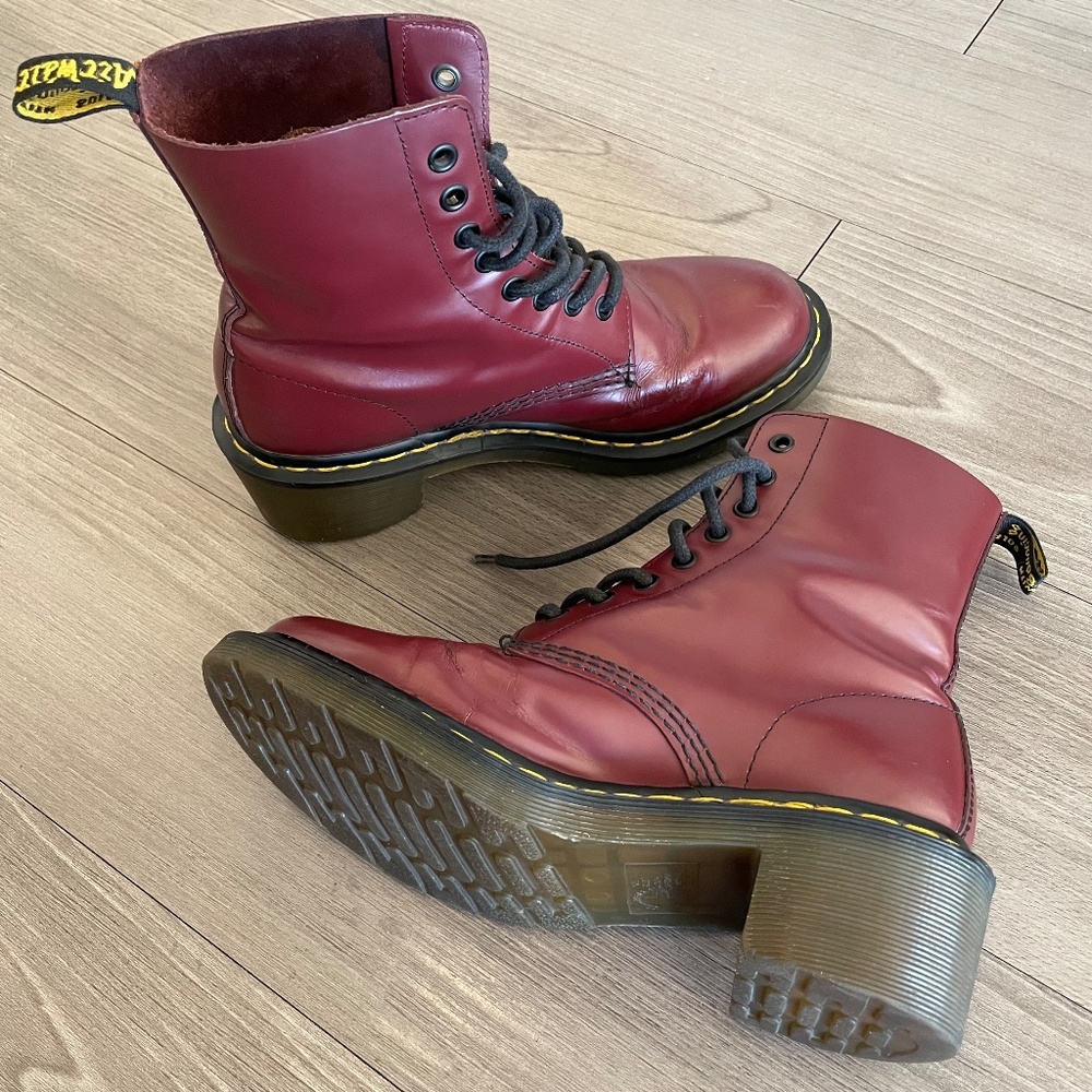 Dr Martens 8 Boots 8-eye High Heel Oxblood Cherry Red Airwair Doc
